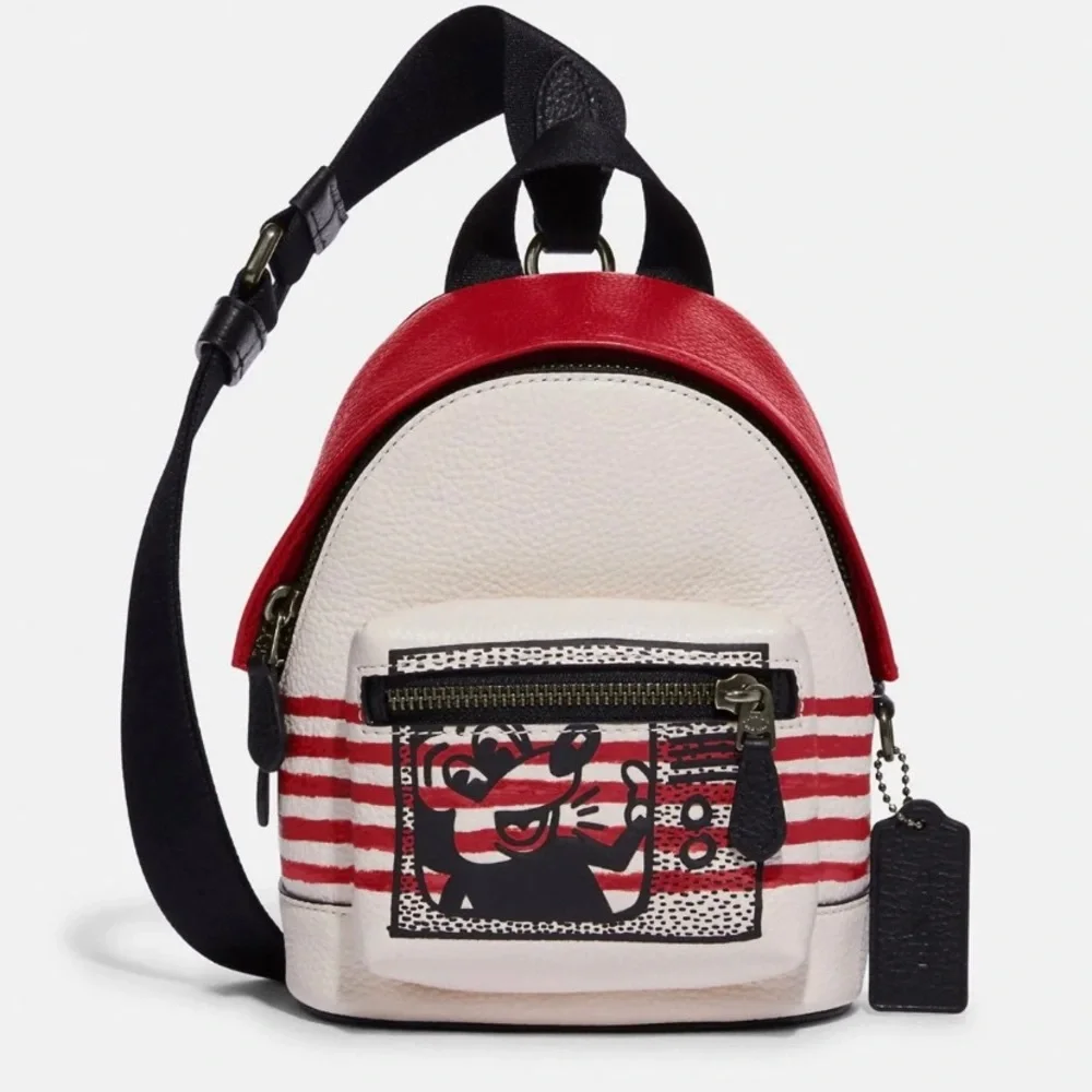 Authentic COACH Pebbled leather L.Edition Mickey Mouse small backpack/Crossbody - Picture 2 of 12